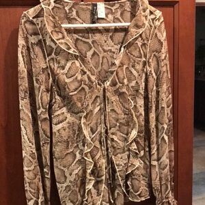 Ruffle Snake 🐍 Print Sheer Top